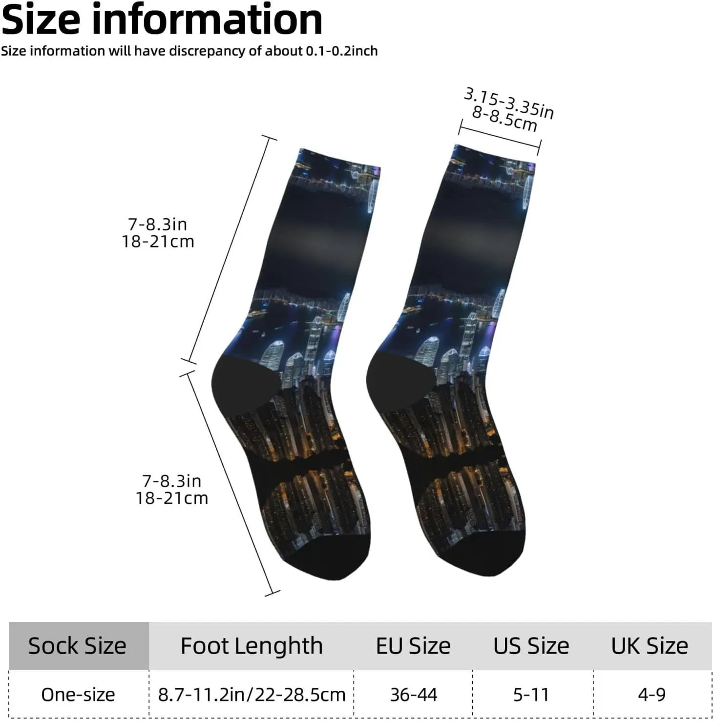 Aerial Night Of View Hong Kong Print Fun Contrast Socks,Novel Crazy Cool Socks,Pattern Funky Novelty Socks,Unisex Bulk Socks