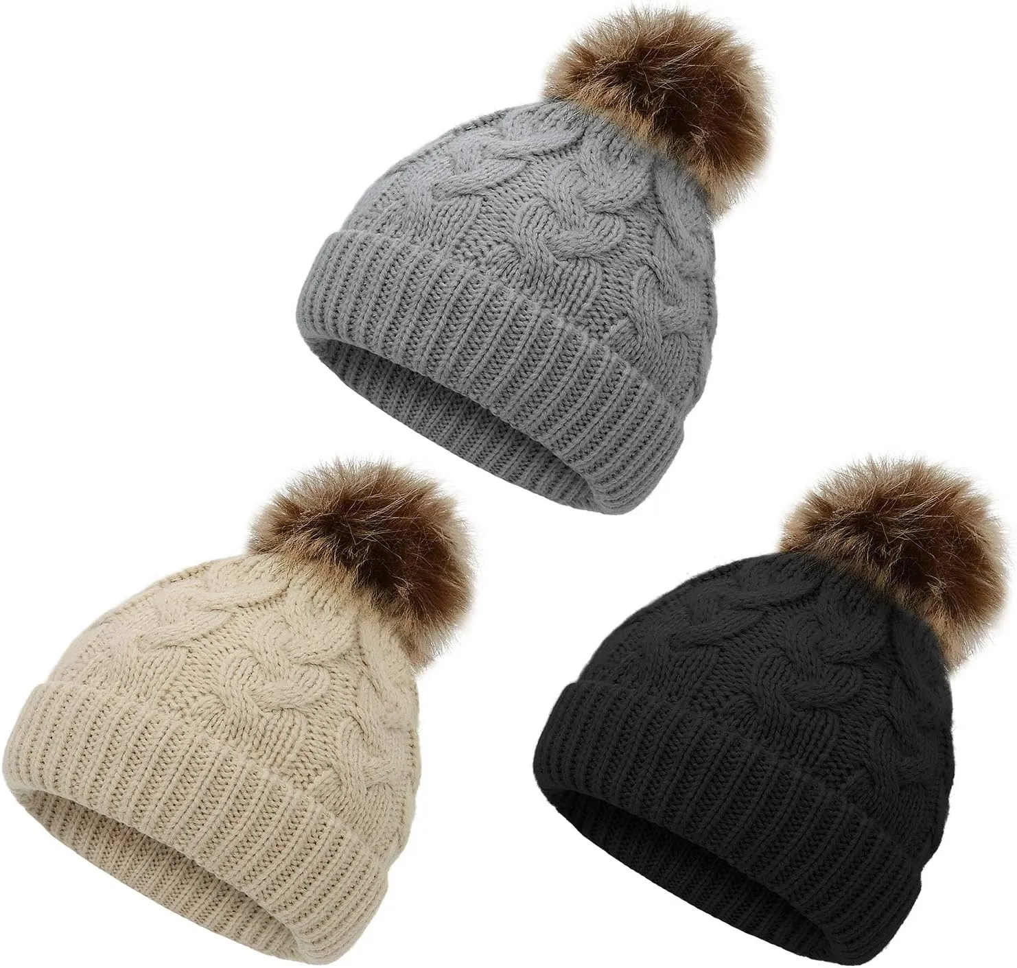American Trends Baby Girl Hats Infant Baby Beanie Winter Hat Pom Pom Warm Toddler Boys Beanies Kids Cap