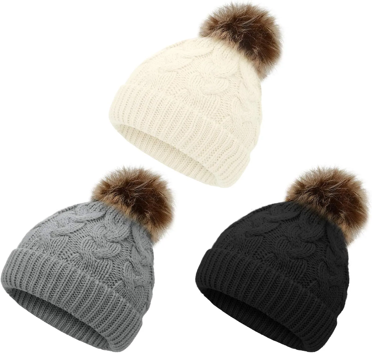 American Trends Baby Girl Hats Infant Baby Beanie Winter Hat Pom Pom Warm Toddler Boys Beanies Kids Cap