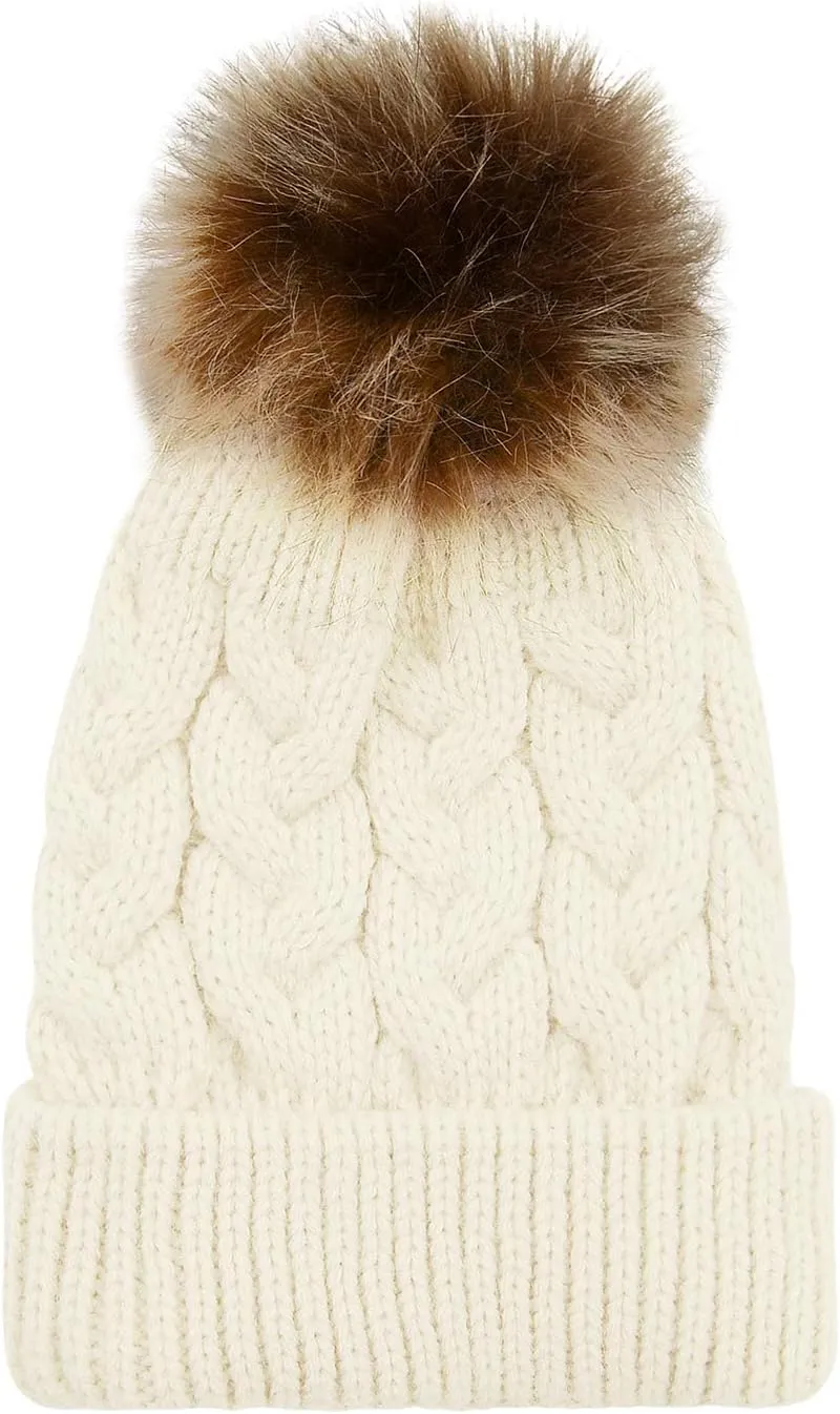 American Trends Baby Girl Hats Infant Baby Beanie Winter Hat Pom Pom Warm Toddler Boys Beanies Kids Cap