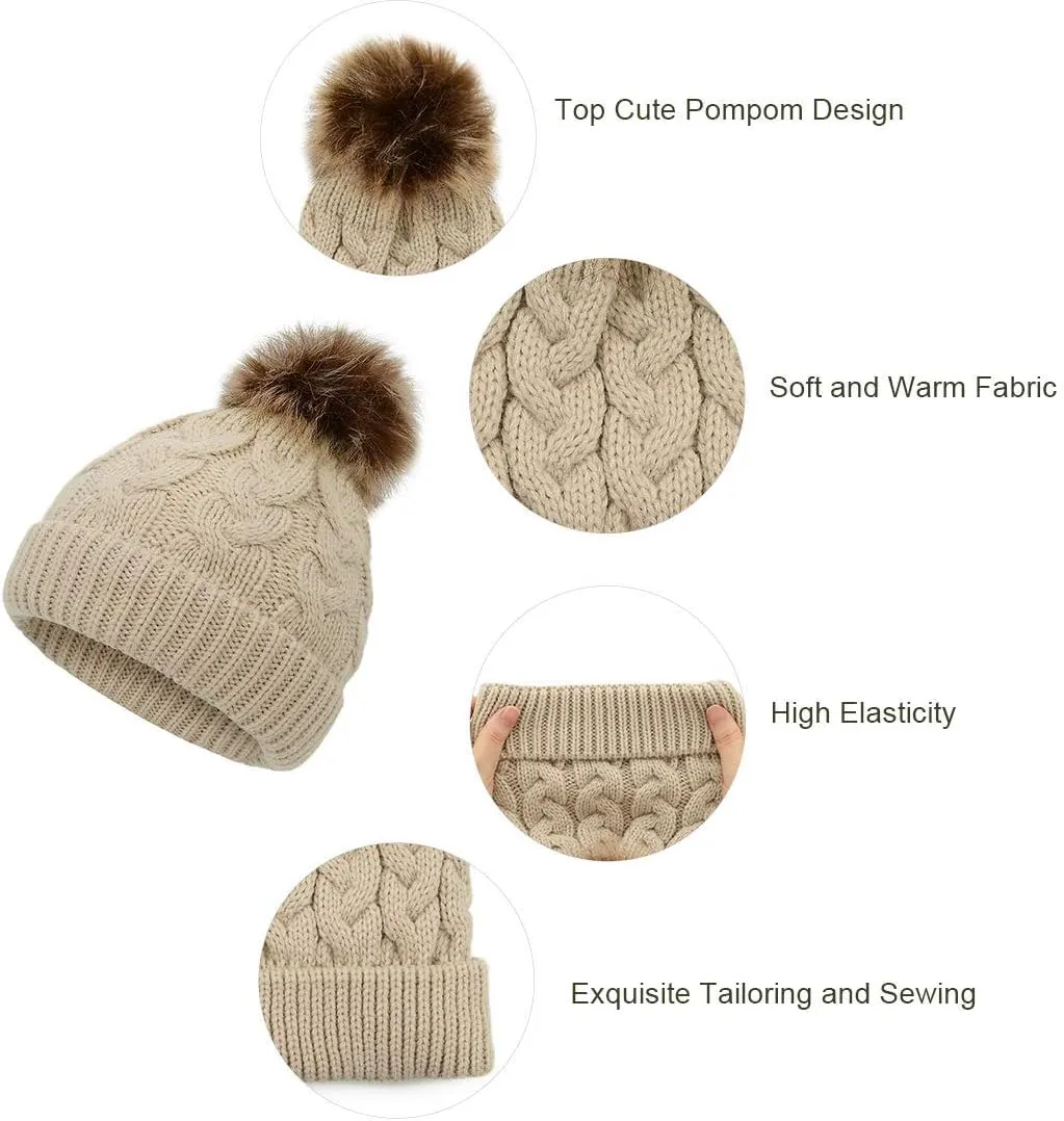 American Trends Baby Girl Hats Infant Baby Beanie Winter Hat Pom Pom Warm Toddler Boys Beanies Kids Cap