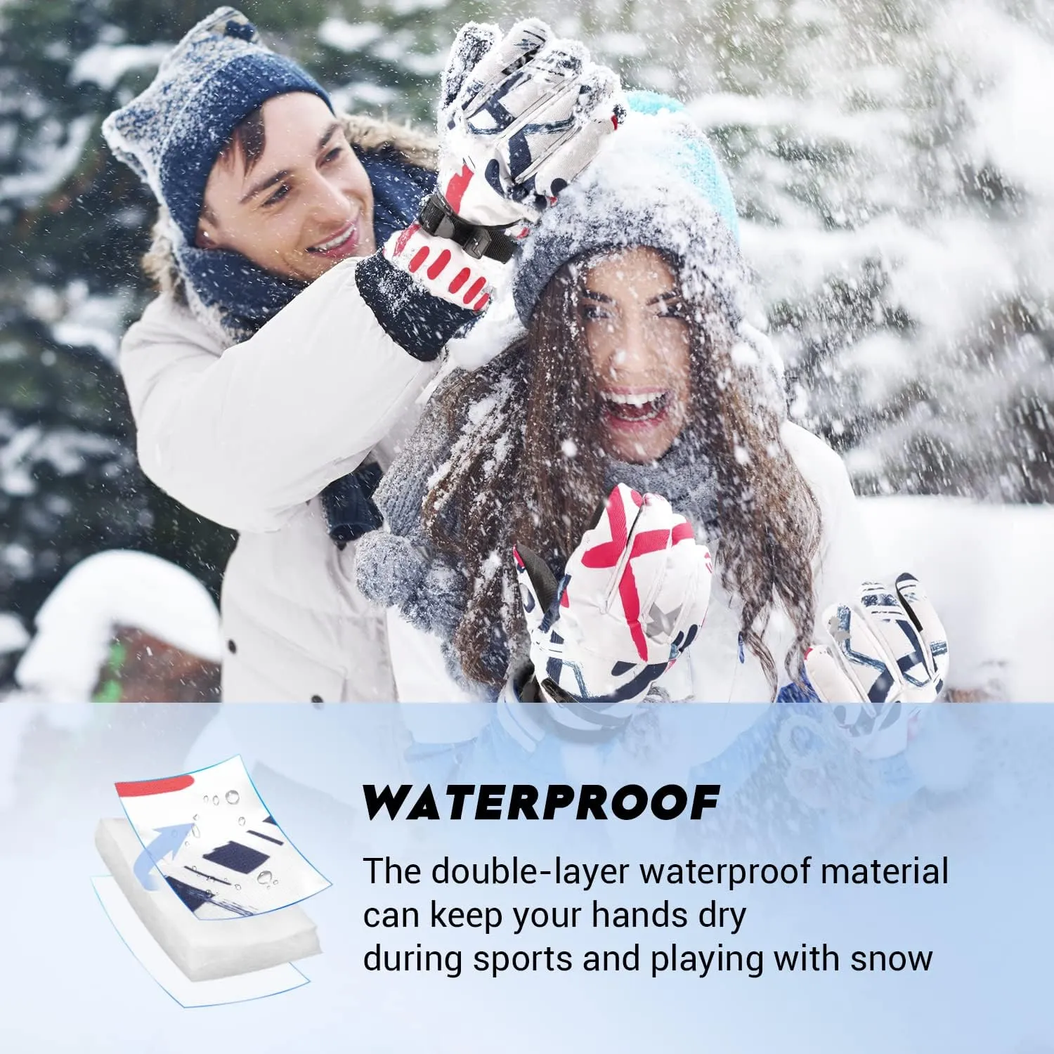 ATERCEL Ski Gloves Men Women Waterproof, 2022 Updated Touchscreen Snow Gloves, Snowboard Gloves for Cold Weather