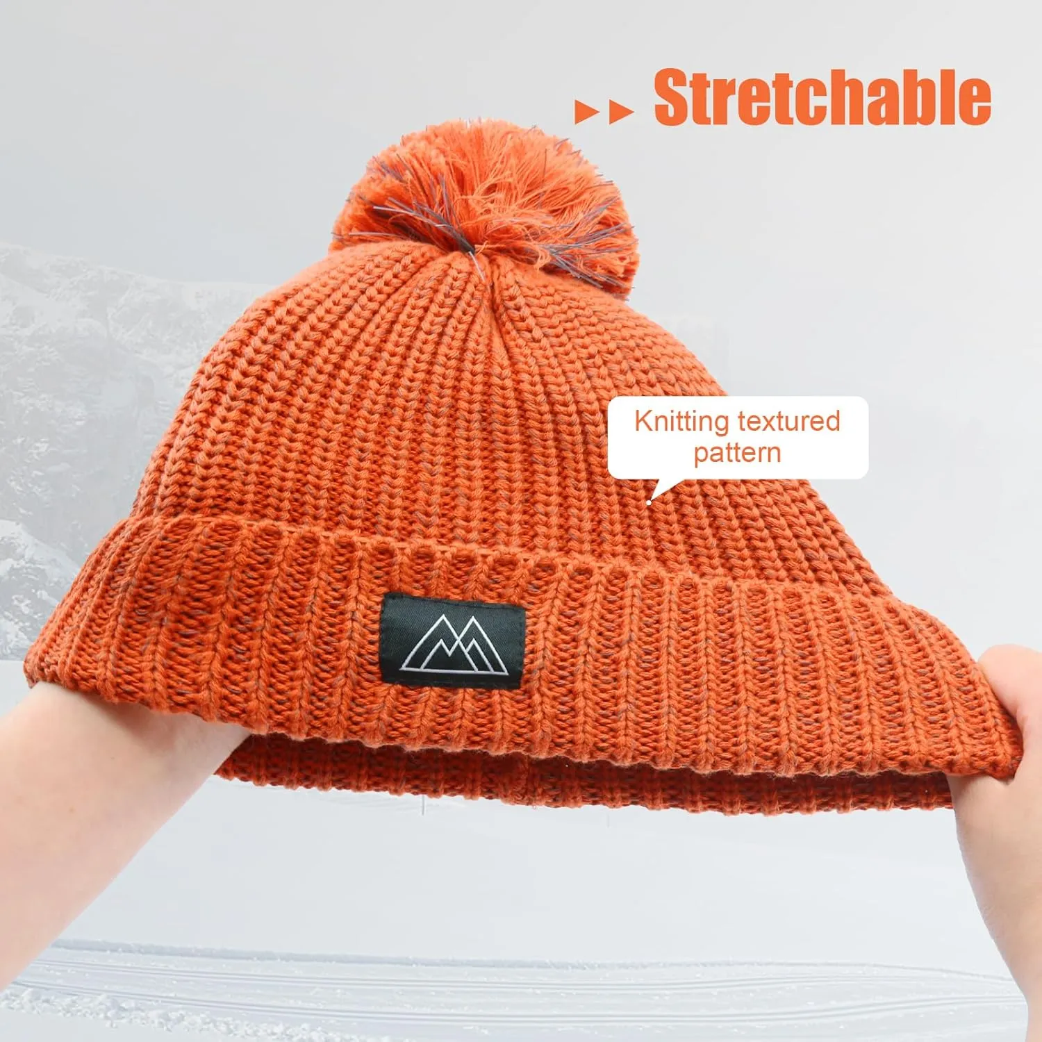 Baby Beanie Reflective Toddler Winter Hat Knitted Infant Beanies for Girls Boys Novelty Pom Pom Hats