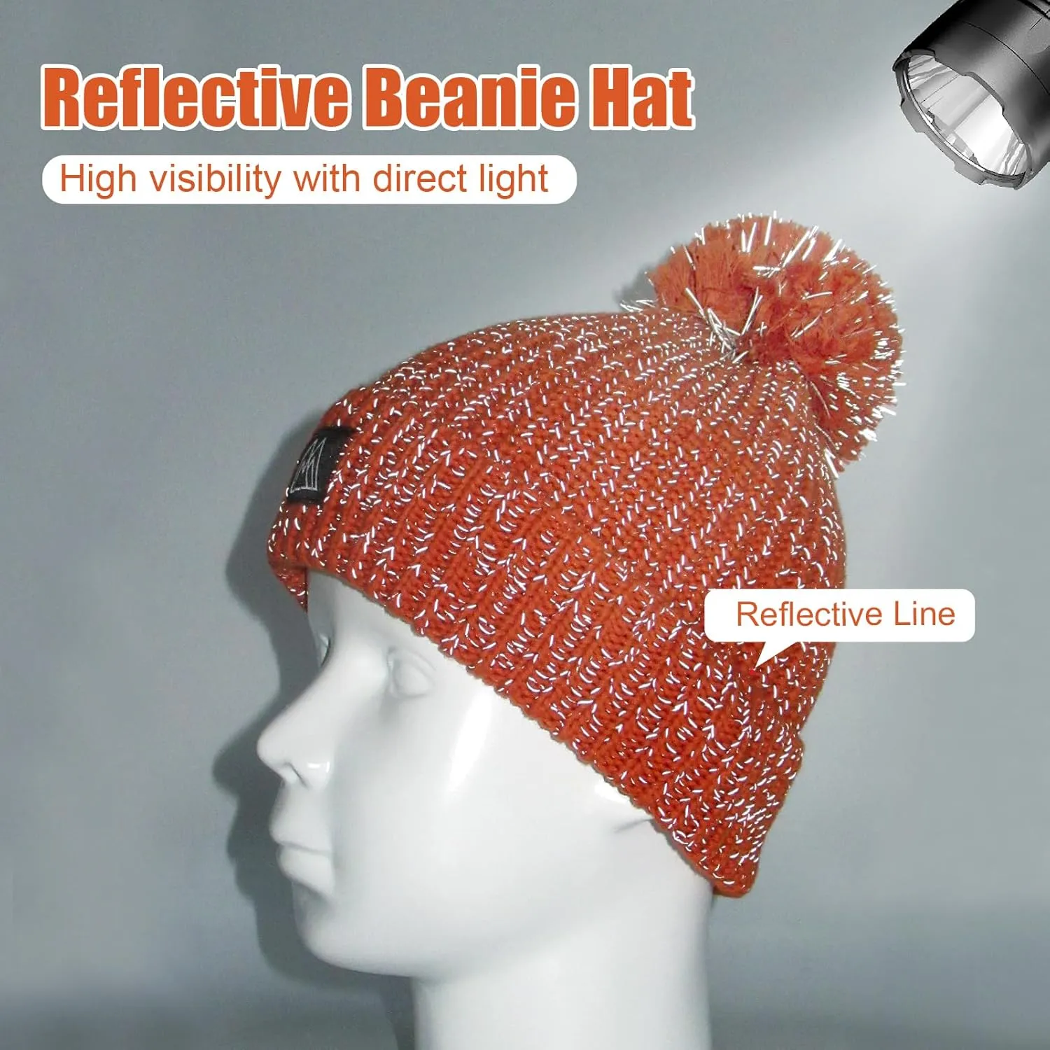 Baby Beanie Reflective Toddler Winter Hat Knitted Infant Beanies for Girls Boys Novelty Pom Pom Hats