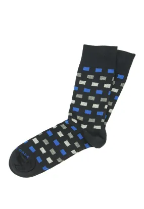 Black/blue/grey squares sock