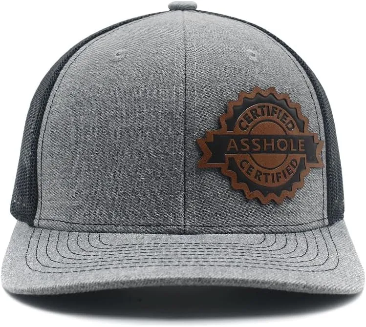 Certified Asshole Leather Patch Hat Adjustable Baseball Caps Trucker Hats Unisex Hats for Women Men