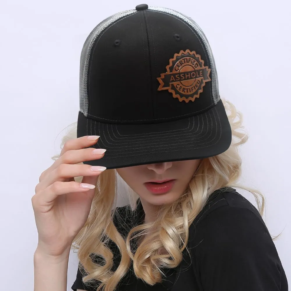 Certified Asshole Leather Patch Hat Adjustable Baseball Caps Trucker Hats Unisex Hats for Women Men