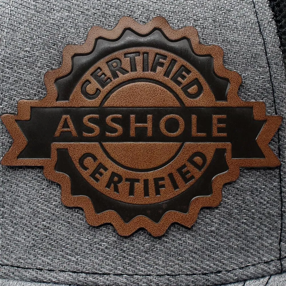Certified Asshole Leather Patch Hat Adjustable Baseball Caps Trucker Hats Unisex Hats for Women Men