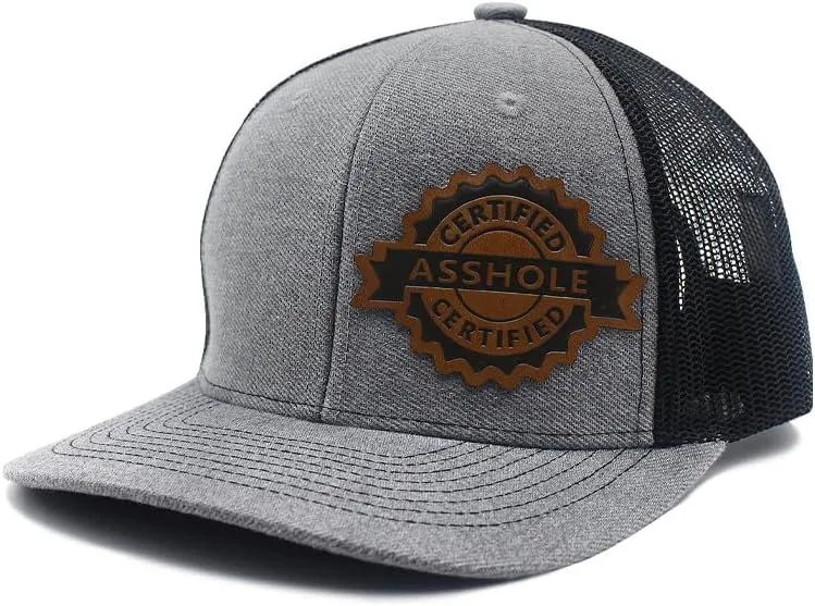 Certified Asshole Leather Patch Hat Adjustable Baseball Caps Trucker Hats Unisex Hats for Women Men