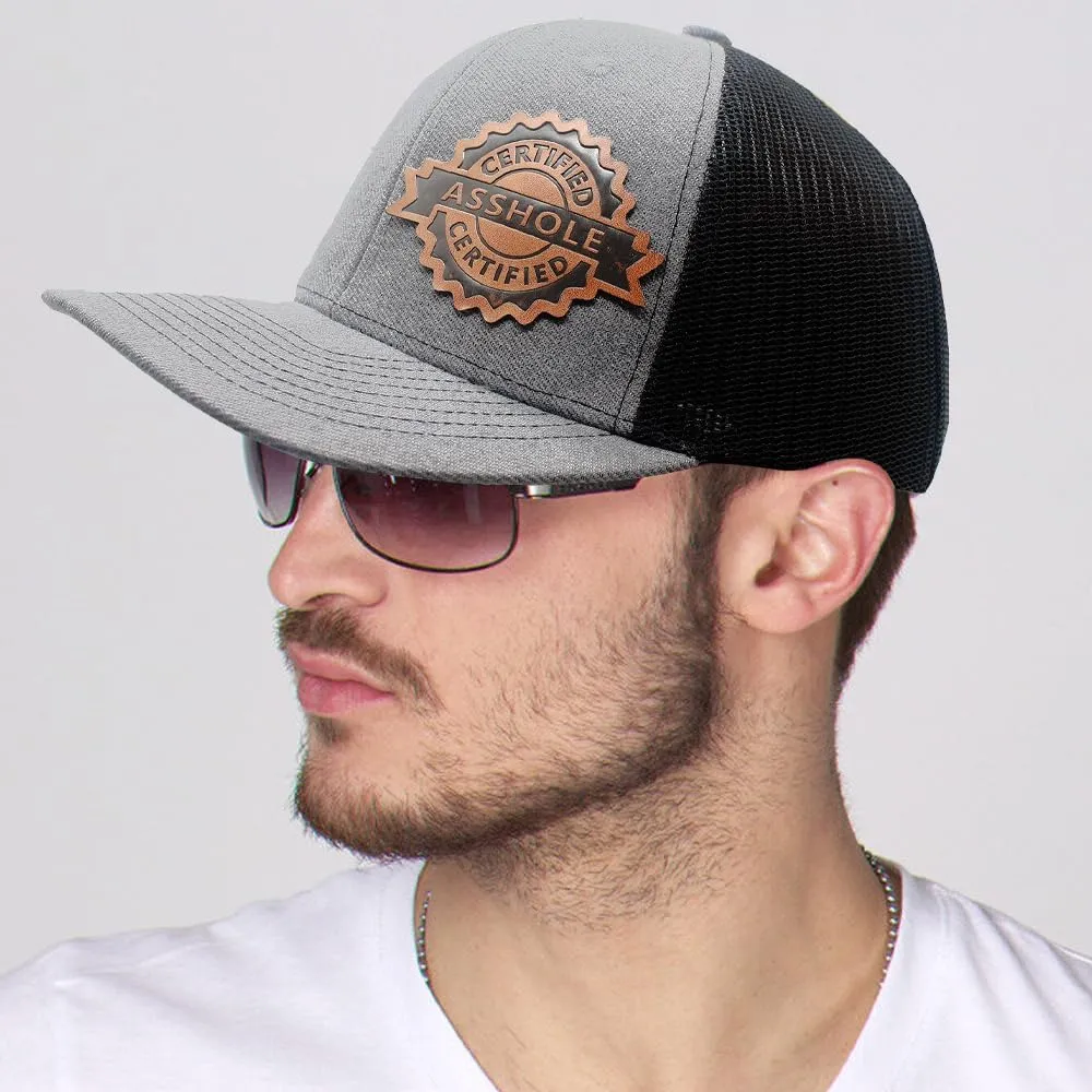 Certified Asshole Leather Patch Hat Adjustable Baseball Caps Trucker Hats Unisex Hats for Women Men