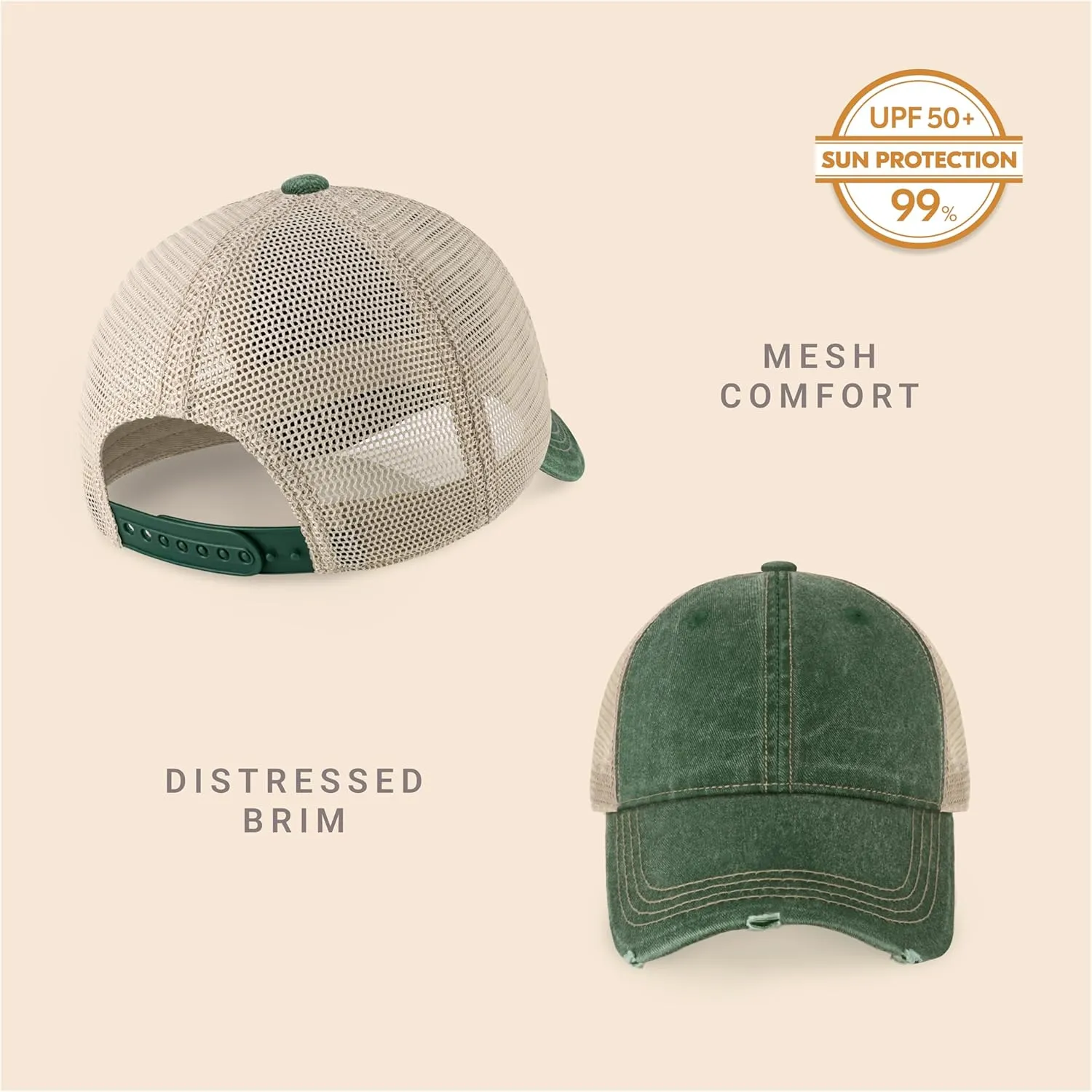 CHOK.LIDS Everyday Premium Washed Trucker Hat Unstructured Distressed Pigment Dyed Cap Adjustable Outdoor Headwear