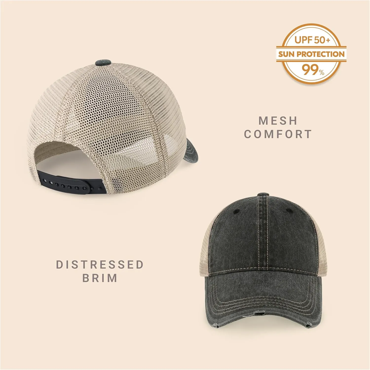 CHOK.LIDS Everyday Premium Washed Trucker Hat Unstructured Distressed Pigment Dyed Cap Adjustable Outdoor Headwear