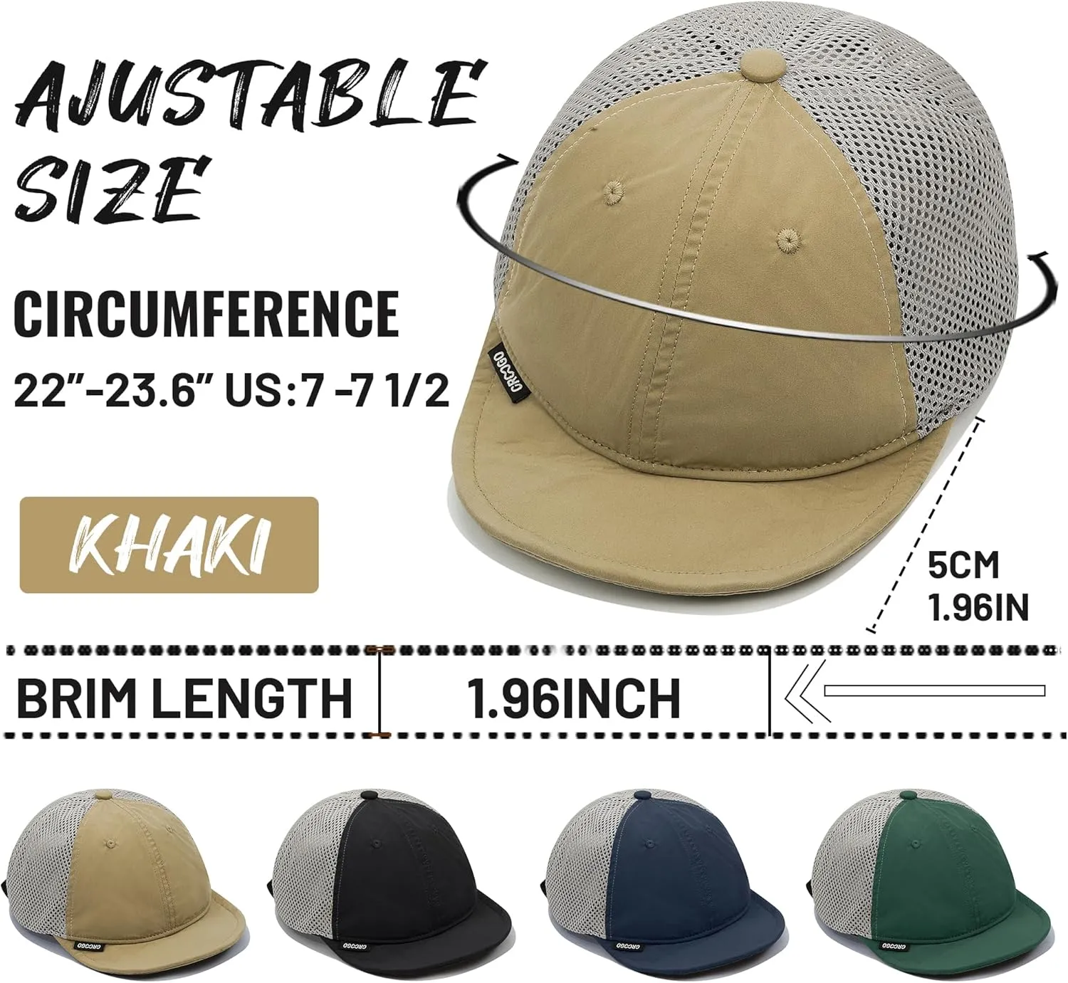 Croogo Breathable Short Brim Baseball Cap Mesh Trucker Hat Soft Flat Bill Dad Hats Lightweight Ultra Thin Sport Sun Cap