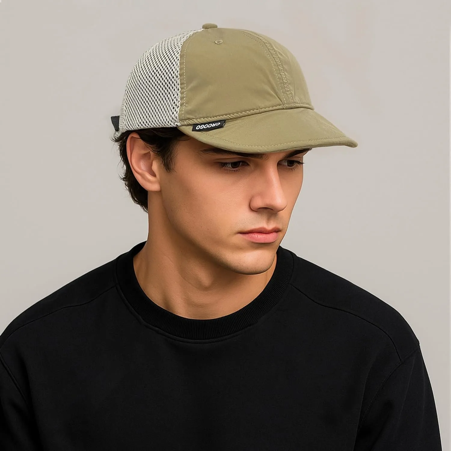 Croogo Breathable Short Brim Baseball Cap Mesh Trucker Hat Soft Flat Bill Dad Hats Lightweight Ultra Thin Sport Sun Cap