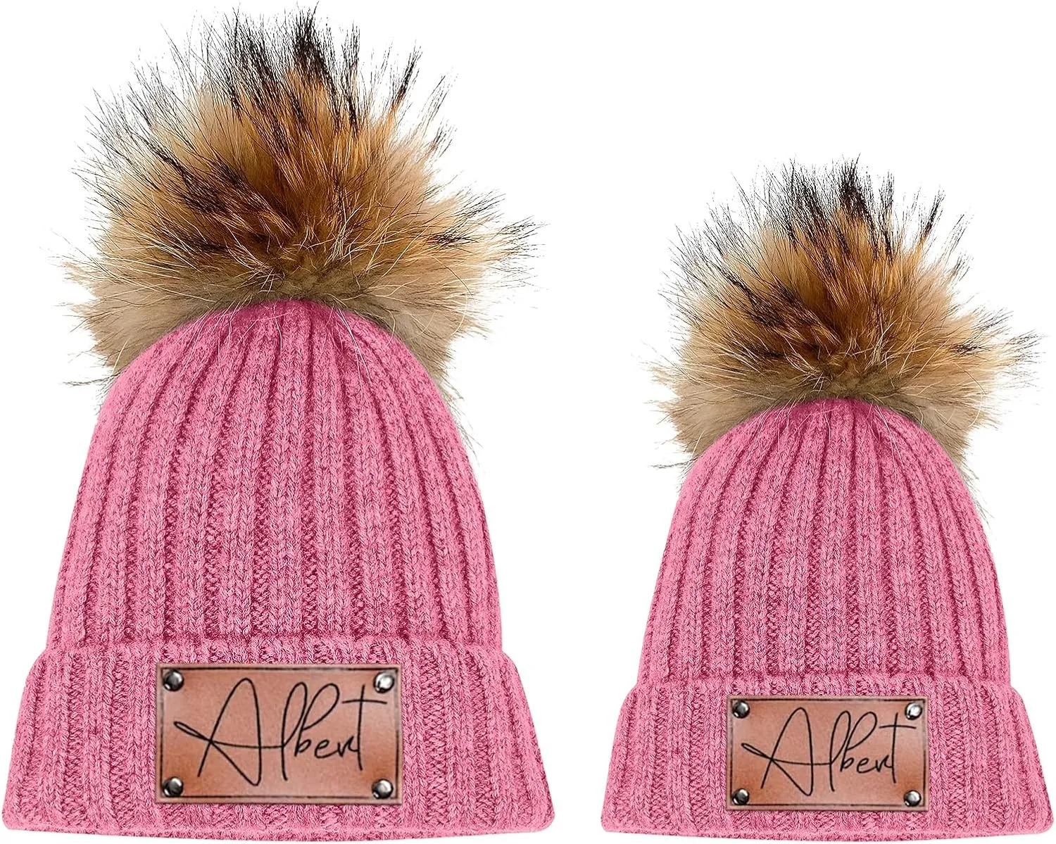Custom Baby Beanies Winter Hats for Boys Girls - Personalized Pompom Toddler Beanies with Name for Kids Adults