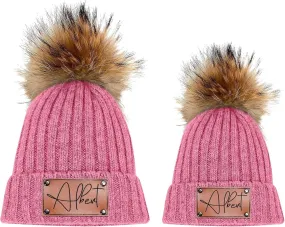 Custom Baby Beanies Winter Hats for Boys Girls - Personalized Pompom Toddler Beanies with Name for Kids Adults