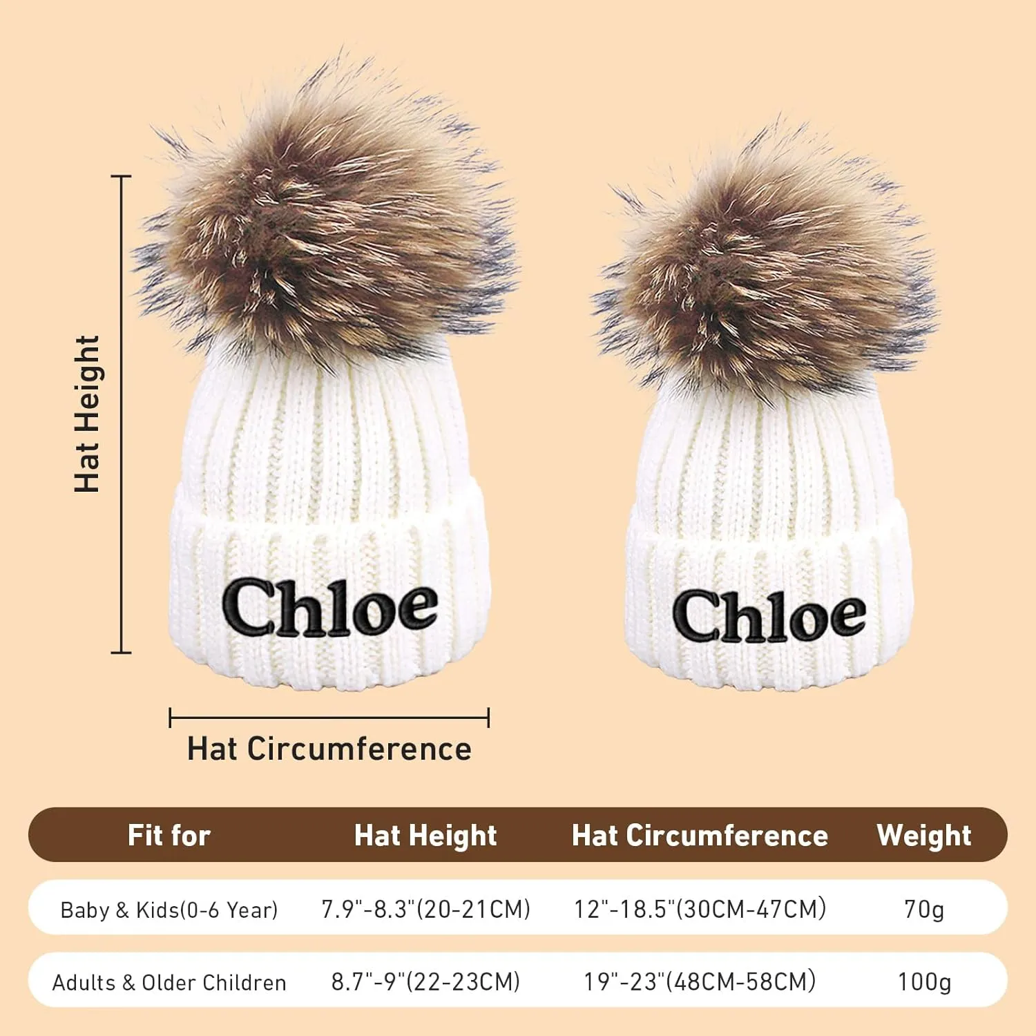 Custom Embroidered Name Winter Toddler Beanies for Boys Girls - Personalized Grey Baby Beanies for Kids Adults