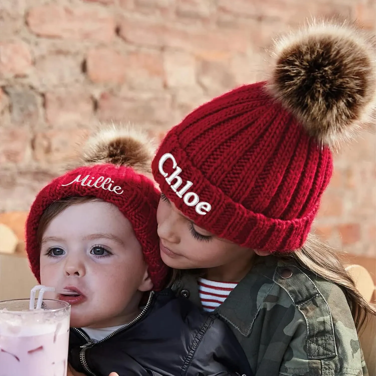 Custom Embroidered Name Winter Toddler Beanies for Boys Girls - Personalized Grey Baby Beanies for Kids Adults