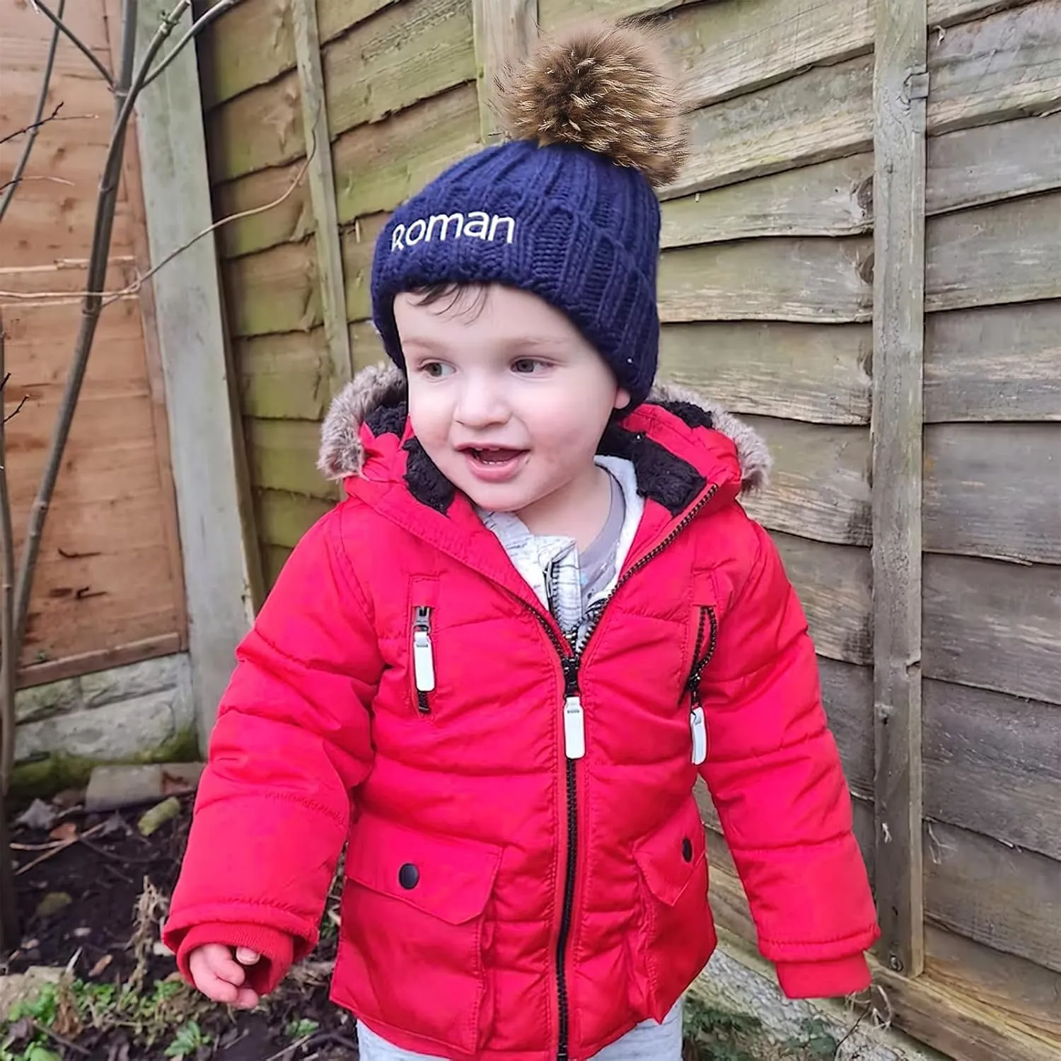Custom Embroidered Name Winter Toddler Beanies for Boys Girls - Personalized Grey Baby Beanies for Kids Adults