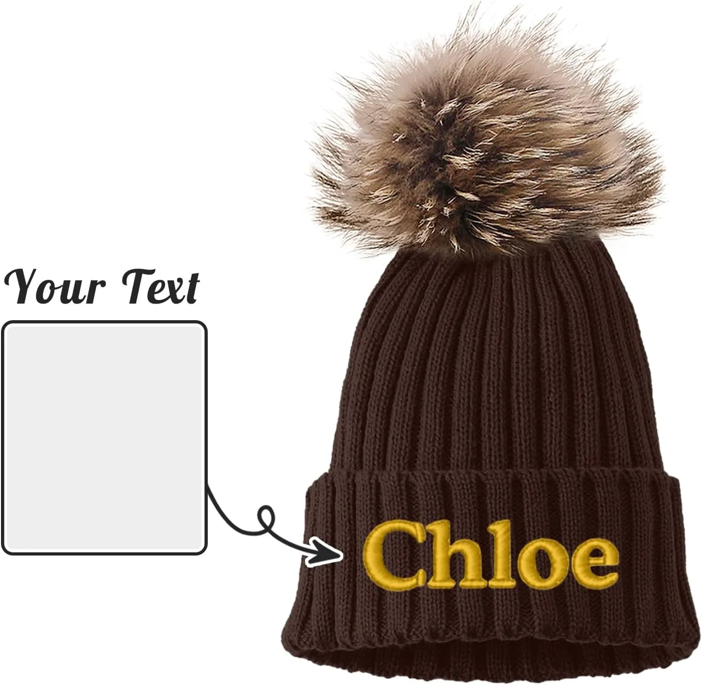 Custom Embroidered Name Winter Toddler Beanies for Boys Girls - Personalized Grey Baby Beanies for Kids Adults