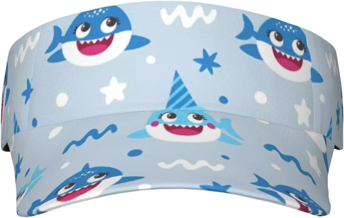 Cute Shark 1 Visor Hats for Women Adult Unisex Tennis Golf Sun Hat Summer Outdoor Adjustable Sports Ultraviolet Protection Running Cap