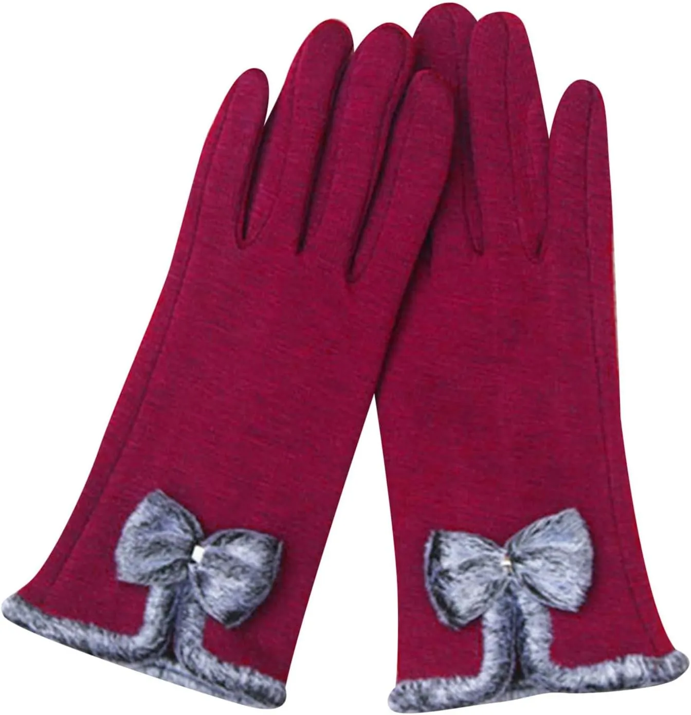 Driving Gloves Women 2024 Winter Trendy Bowknot Outdoor Cycling Gloves Warm Thick Cold Weather Touch Screen Gloves