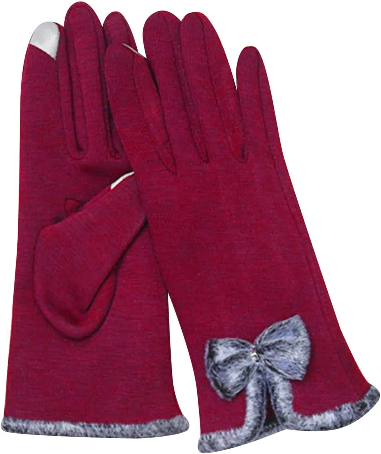 Driving Gloves Women 2024 Winter Trendy Bowknot Outdoor Cycling Gloves Warm Thick Cold Weather Touch Screen Gloves