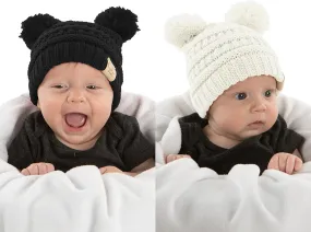 Funky Junque Baby Beanie Hat - Soft Knit Winter Cap with Double Pom Pom - Easter Pastels, Classic Solids, Value Packs