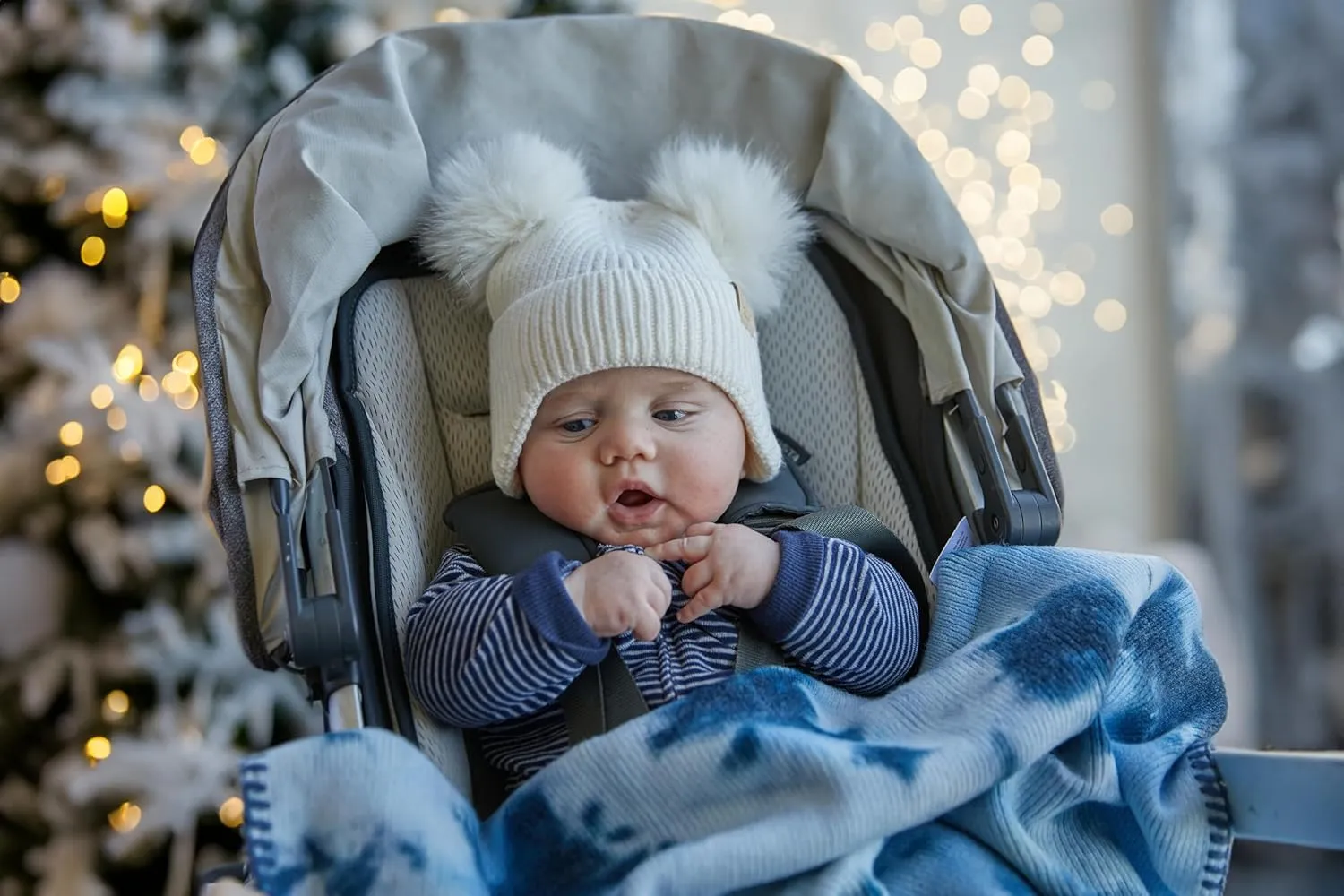 Funky Junque Baby Beanie Hat - Soft Knit Winter Cap with Double Pom Pom - Easter Pastels, Classic Solids, Value Packs