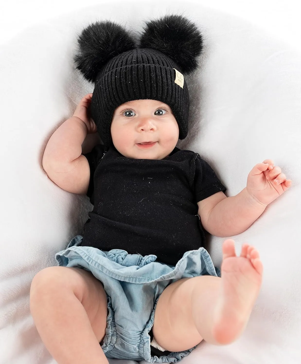 Funky Junque Baby Beanie Hat - Soft Knit Winter Cap with Double Pom Pom - Easter Pastels, Classic Solids, Value Packs