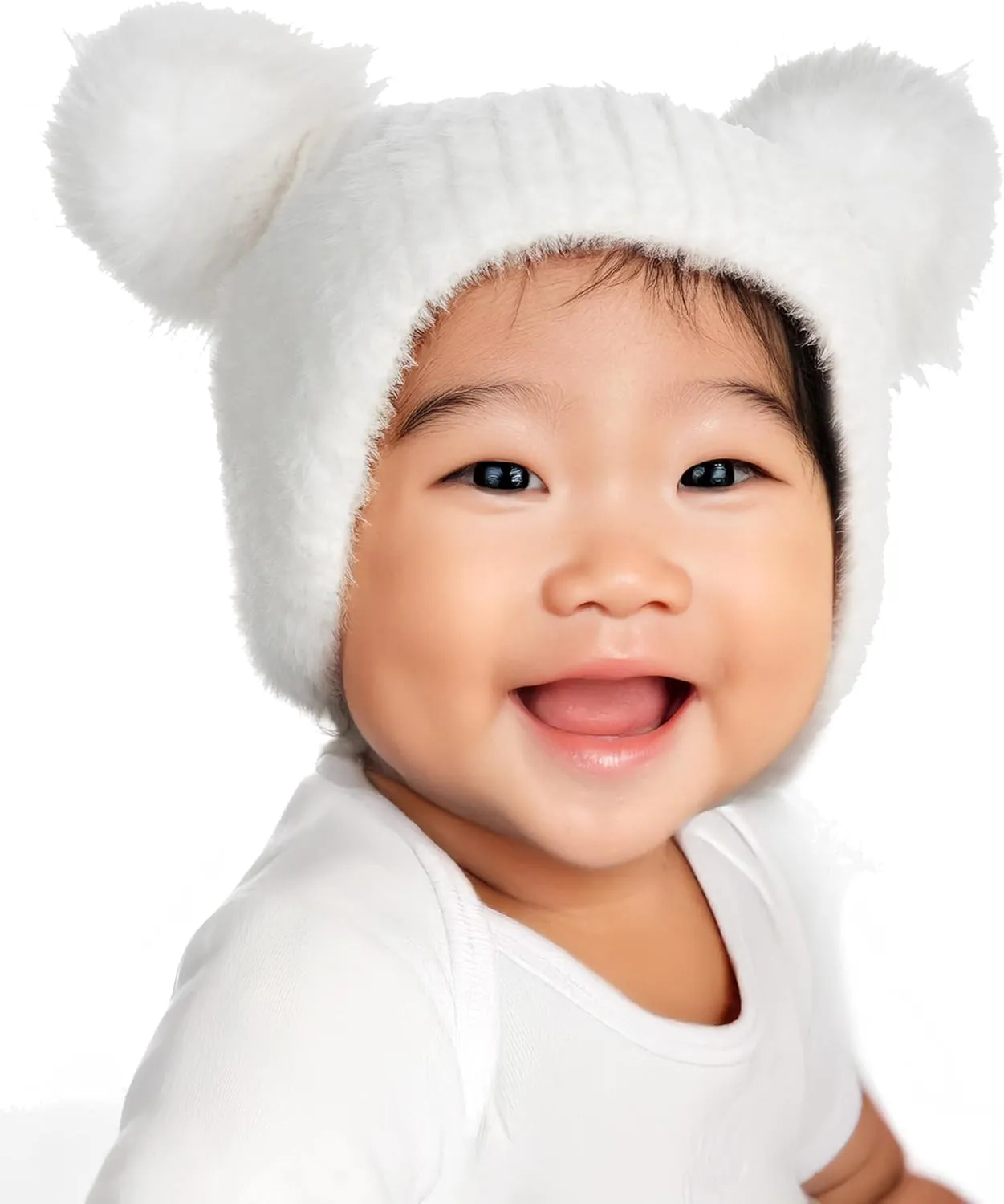 Funky Junque Baby Pom Pom Beanie, Warm Winter Hat for Infants and Toddlers, Chenille Double Pom Poms for Baby Girls & Boys