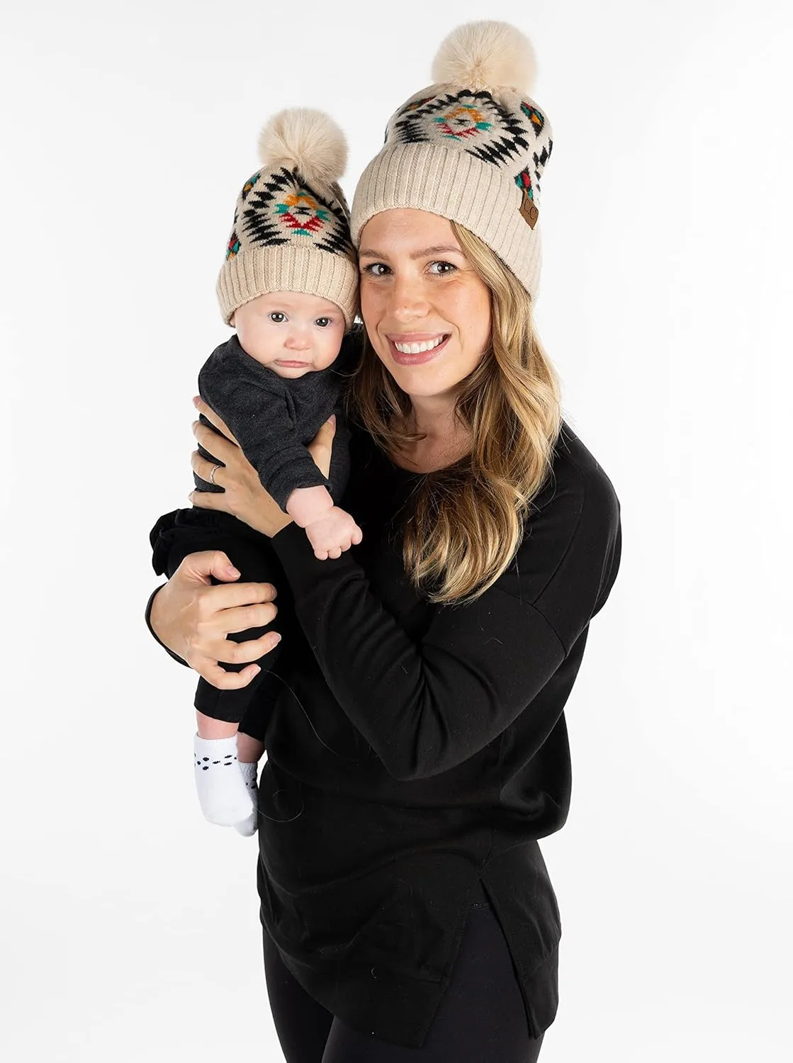 Funky Junque Exclusives Baby Infant Beanie Knit Warm Winter Pom Pom Skull Cap Hat