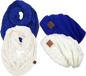 Funky Junque Premium Slouchy Beanie & Infinity Scarf Set - Mothers Day Gift - Warm Winter Bundle