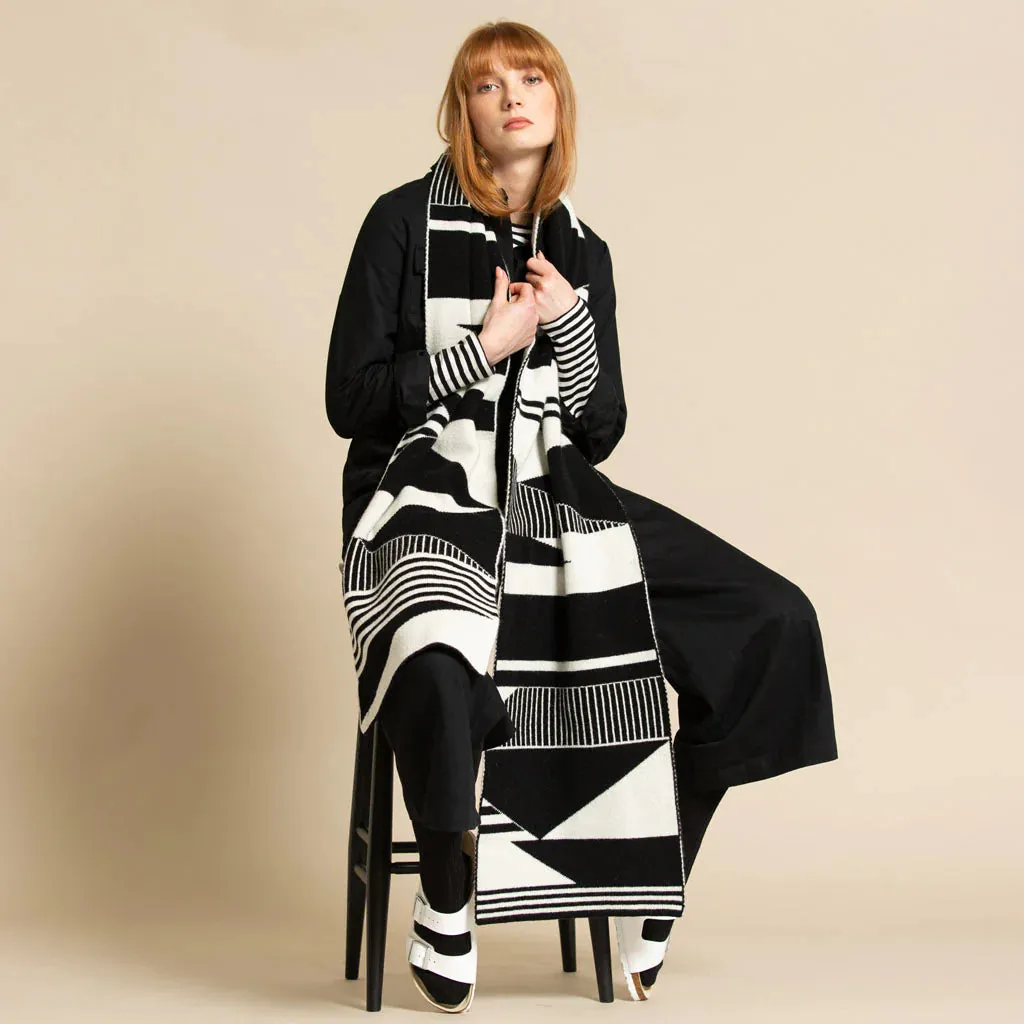 Green Thomas Semaphore Blanket Scarf - Black White