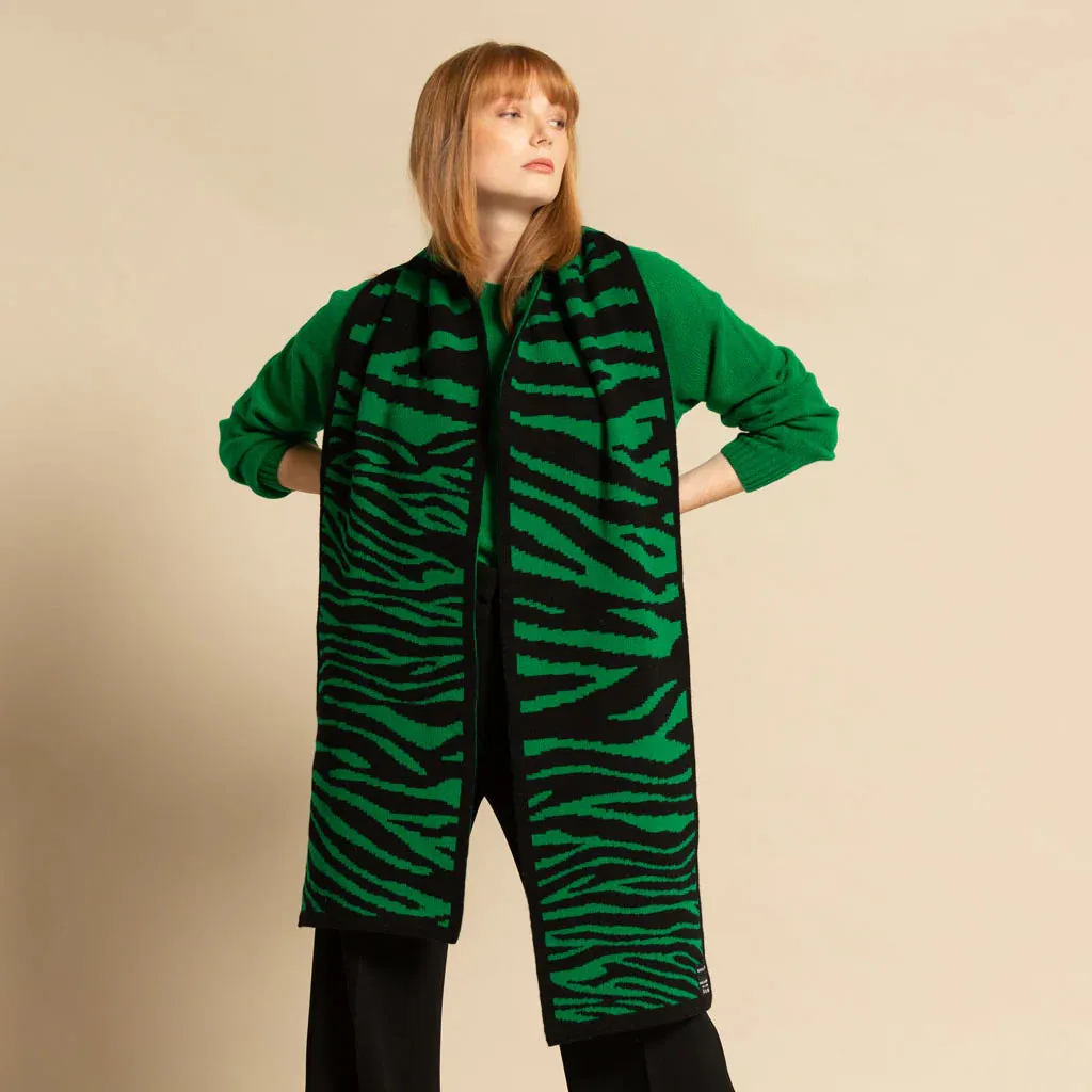 Green Thomas Zebra Blanket Scarf - Jungle Green