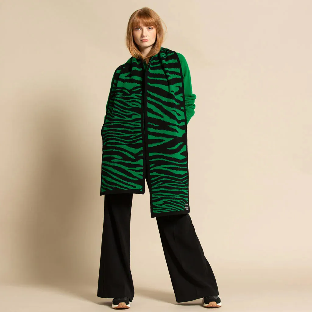 Green Thomas Zebra Blanket Scarf - Jungle Green
