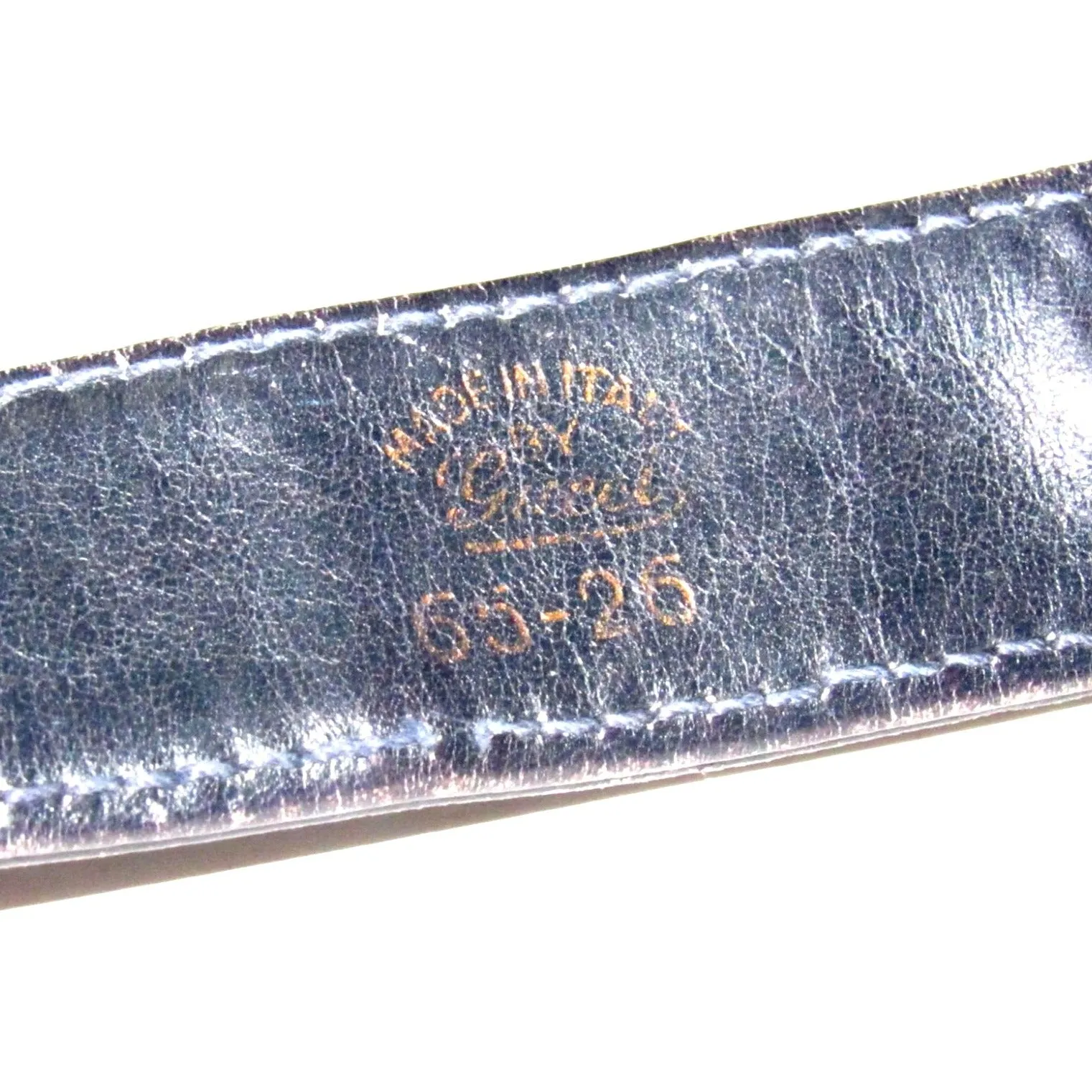 Gucci navy Guccissima leather belt w two- tone GG logo buckle