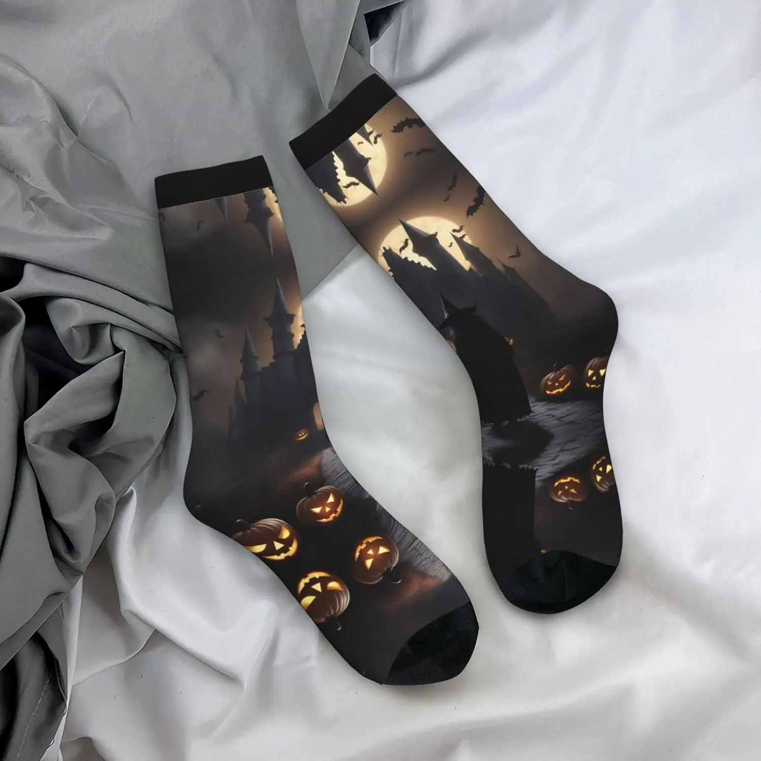 Halloween Goth 1 Print Fun Contrast Socks,Novel Crazy Cool Socks,Pattern Funky Novelty Socks,Unisex Bulk Socks