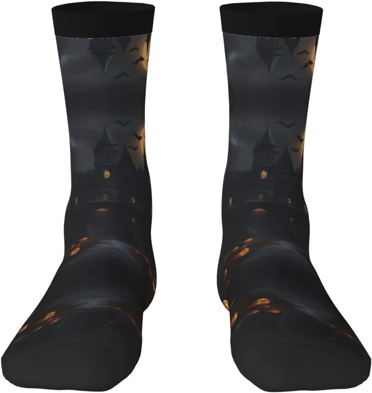 Halloween Goth Print Fun Contrast Socks,Novel Crazy Cool Socks,Pattern Funky Novelty Socks,Unisex Bulk Socks