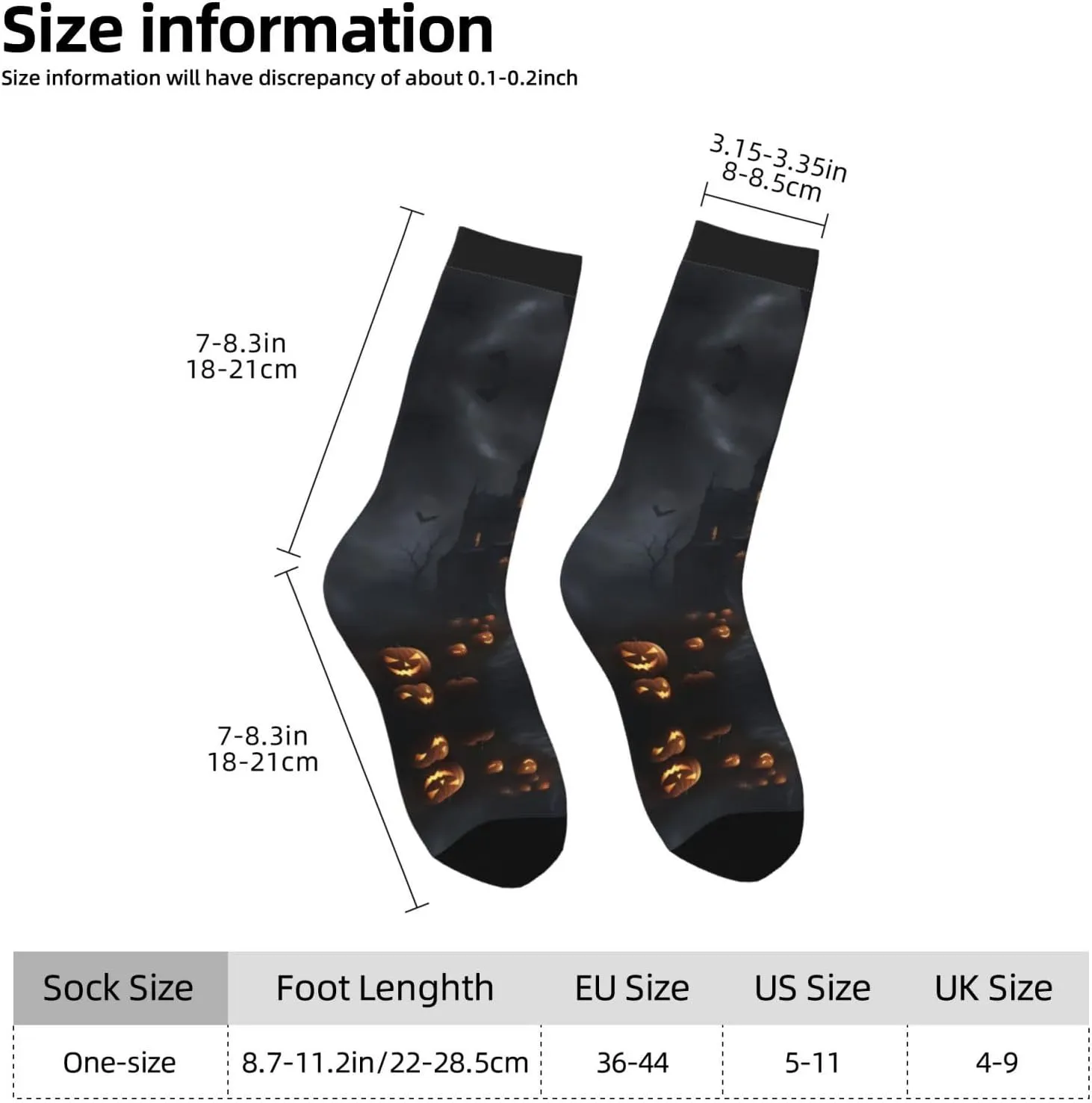 Halloween Goth Print Fun Contrast Socks,Novel Crazy Cool Socks,Pattern Funky Novelty Socks,Unisex Bulk Socks