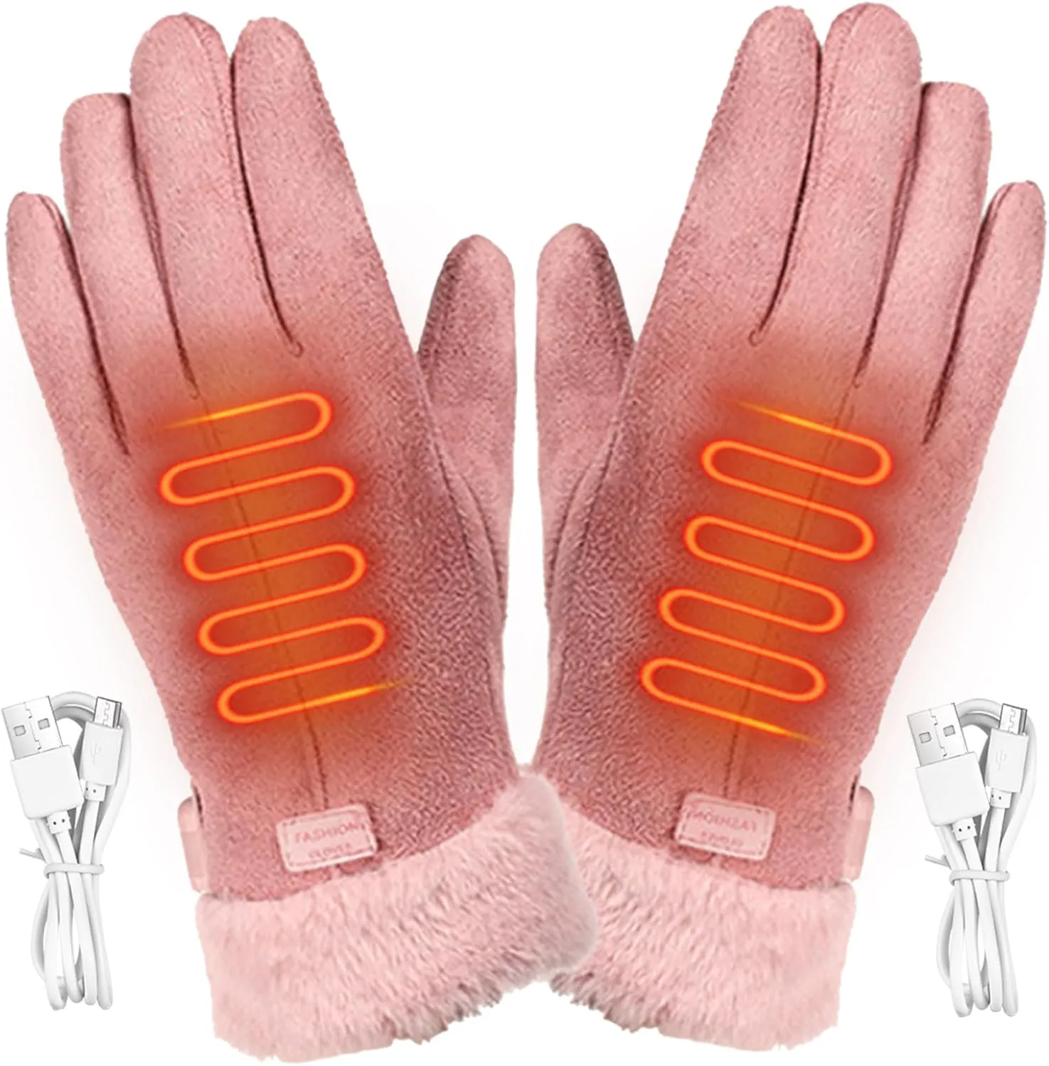 Heated Gloves Women Winter Gloves 3 Heating Levels Waterproof Touchscreen Heating Mitten Hand Warmer for Winter Fishing Skiing Snowboarding