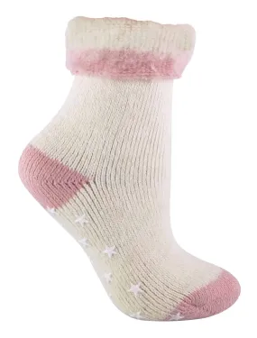 Ladies Non Slip Alpaca Wool Bed Socks (08 Salmon)
