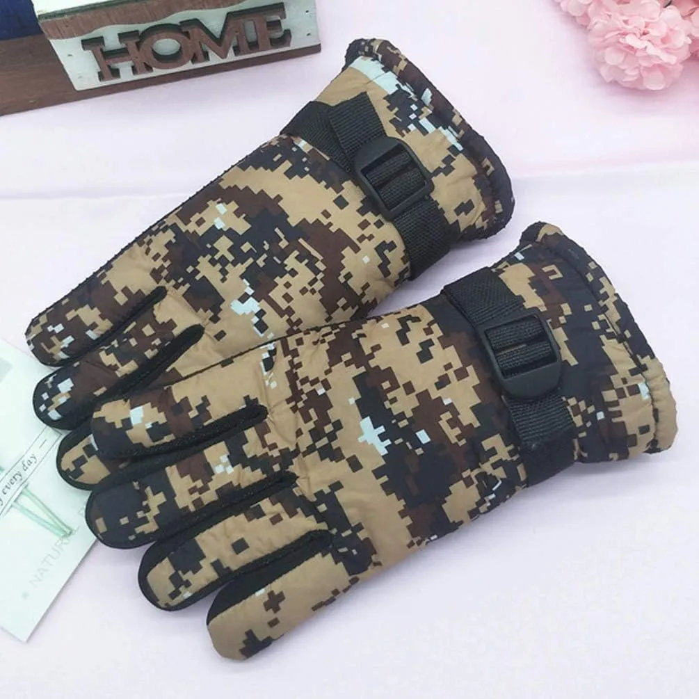 Maorrew Kids Cold Weather Waterproof Camo Print Winter Gloves Outdoor Warm Ski Gloves Mittens