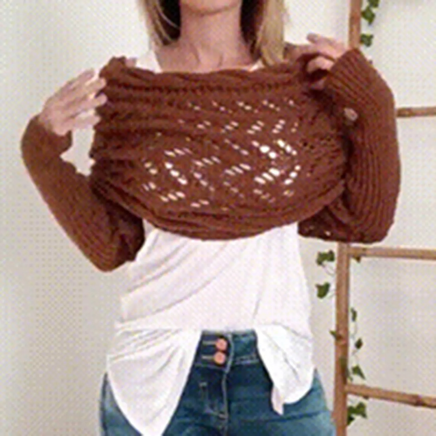 Multifunctional Scarf with Sleeves, Knitted Cable Wrap, Shrugs for Women, Knitted Wrap, Crochet Scarf with Sleeves