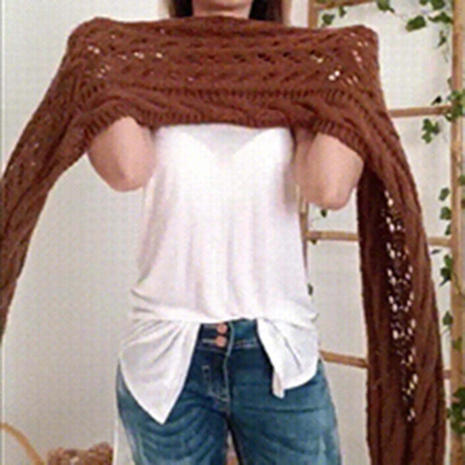 Multifunctional Scarf with Sleeves, Knitted Cable Wrap, Shrugs for Women, Knitted Wrap, Crochet Scarf with Sleeves