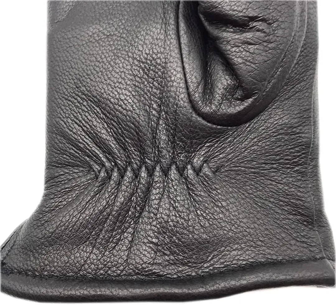 Niiyyjj Winter Men'S Wool Thick Deerskin Gloves Men Classic Wool Leather Outdoors Driving Gloves