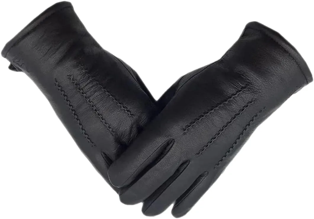 Niiyyjj Winter Men'S Wool Thick Deerskin Gloves Men Classic Wool Leather Outdoors Driving Gloves
