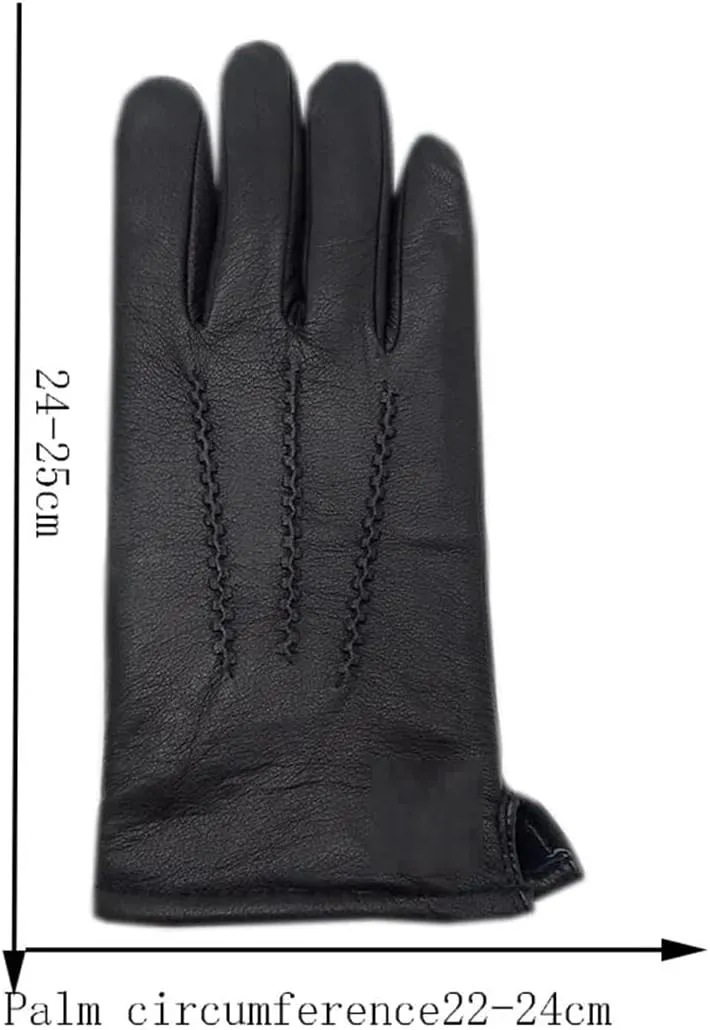 Niiyyjj Winter Men'S Wool Thick Deerskin Gloves Men Classic Wool Leather Outdoors Driving Gloves