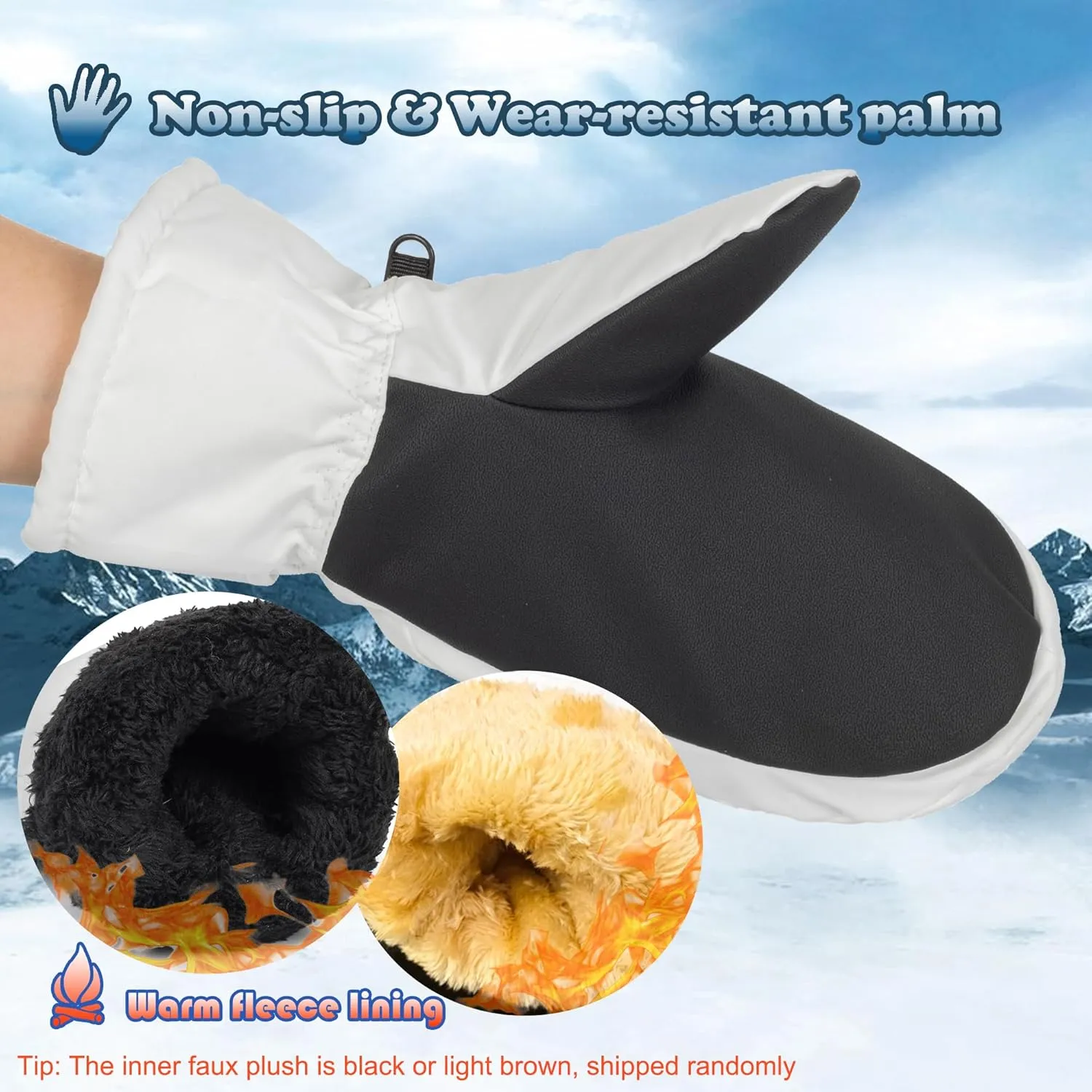 Ski-Gloves for Men Women, Winter Warm Mittens Water-Repellent Windproof for Cold Weather, Snowboarding, Driving