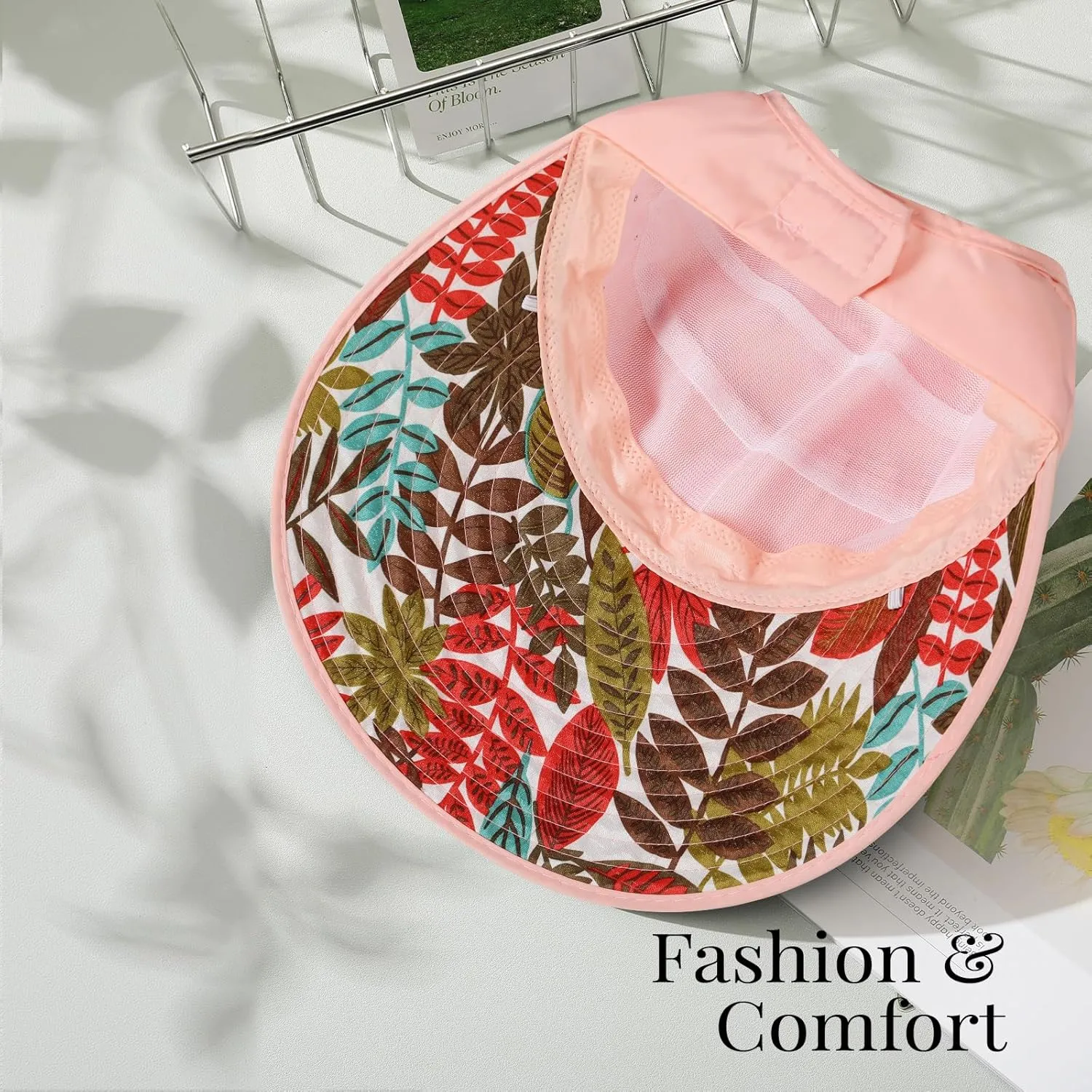 Sun Hats for Women, Wide Brim Beach Hats UV Protection, Packable Visor Ponytail Sunhat for Summer